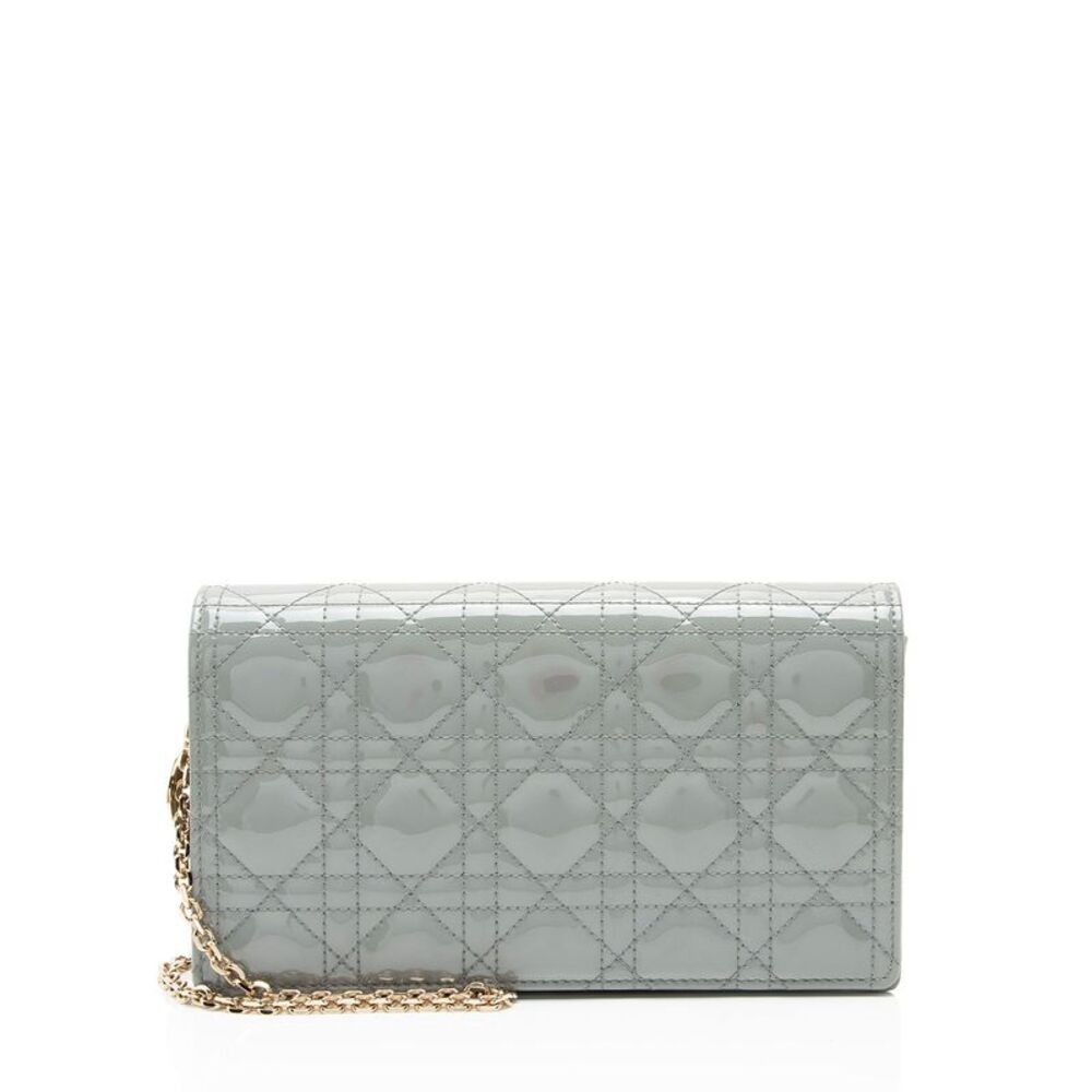 Dior Cannage Patent Leather Lady Dior Wallet on Chain